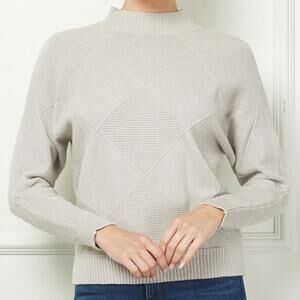 Allie Rose Light Gray Dolman Sleeve Diamond Mock Neck Sweater Size S